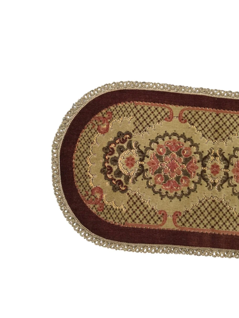 Vintage 1940s Celina Floral Medallion Runner Rug 14